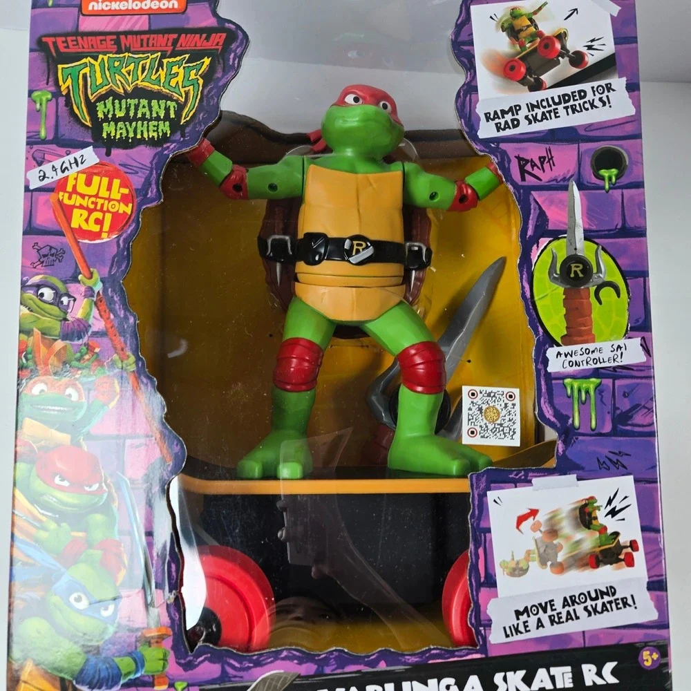 Funrise TMNT Mutant Mayhem Raphael Cowabunga Skate RC Toy Green Skateboard New